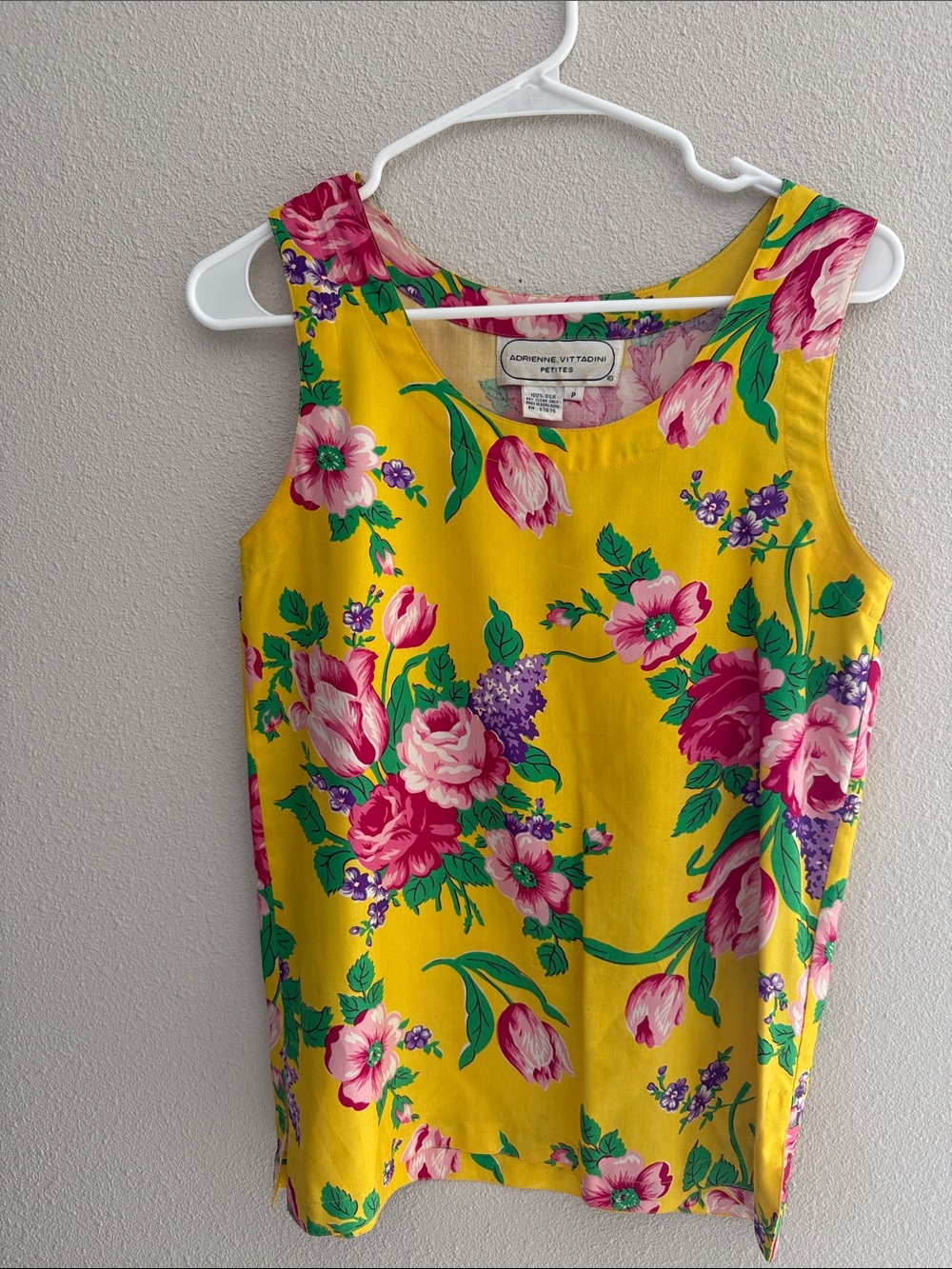 Vintage Adrienne Vittadini Floral Silk Sleeveless Top - PS